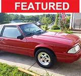 Red 1988 Ford Mustang w big wheels & tires For Sale