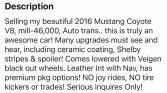 6th gen black 2016 Ford Mustang V8 automatic For Sale