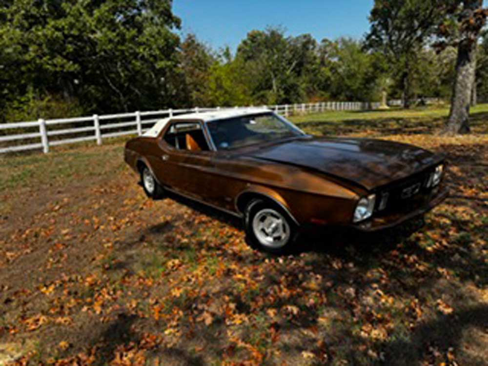Brown 1973 Ford Mustang Grande automatic coupe For Sale